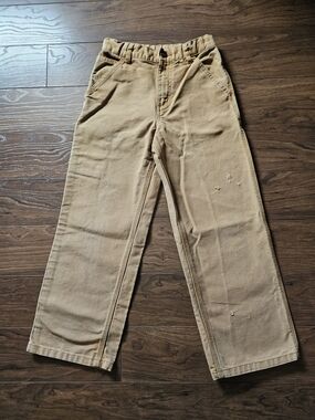 Carhartt Kids Carpenter Pants Brown Double Knee Workwear Youth 10 Distressed